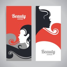 Banners with stylish beautiful woman silhouette Template design N4