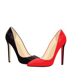 red and black shoes