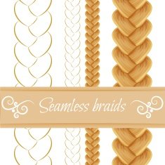 Hair braided isolated on white Seamless three strand french braid