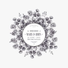 Round flower composition Wedding invitation Vector illustration