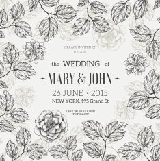 Hand drawn floral wedding invitaion Floral template Vector illustration