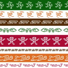 Seamless ethnic pattern with green red orange color animality ornament N2