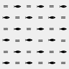 Geometric simple monochrome minimalistic vector marine pattern fish N7