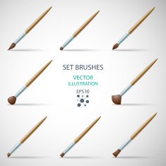 set paint brush for drawing or makeup realistic isolated