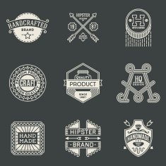 Retro design insignias logotypes set 8 Vector vintage elements