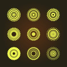 set abstract pattern circles with leaf and floral concept asia