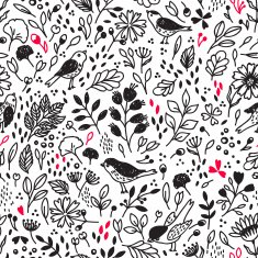 Pattern with flower and birds N2