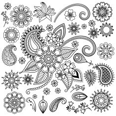 Ethnic Mehndi Flowers Elements N2