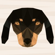Abstract geometric polygonal dachshund vector background for use in design