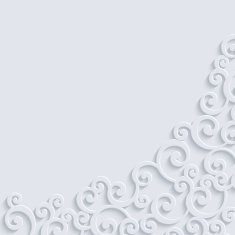 Vector White 3d Vintage Invitation Card with Floral Damask Pattern N2