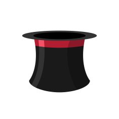 Top hat magician on a white background