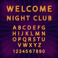 Vector set Retro neon sign vintage billboard bright signboard light N14