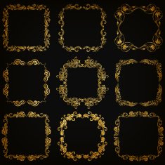 Vector set of gold decorative borders frame N15