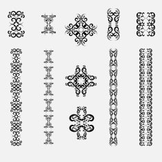 Patterned design elements on a white background N3