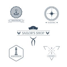 Set of nautical badges Vintage sailor label collection Hipster icons