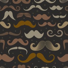 Different retro style moustache seamless pattern N2