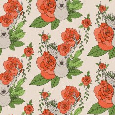elegant seamless pattern with deer antlers and roses N3