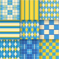 Set of seamless backgrounds with pattern striped chess checkered N6