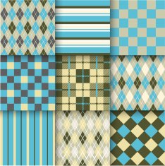 Set of seamless backgrounds with pattern striped chess checkered N8