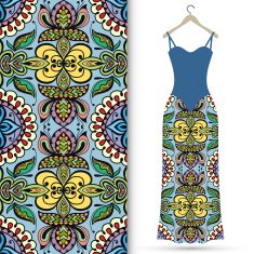Fashion seamless geometric pattern women's dress on a hanger N14