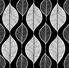 leaf pattern hand drawn sketch on black N2