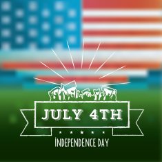 fourth july line vintage sign on blurred background