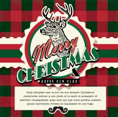 Merry Christmas vintage flannel greeting design with