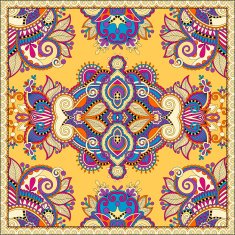 Traditional ornamental floral paisley bandanna Square yellow or