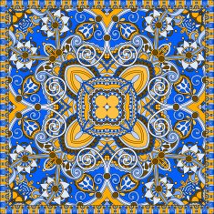 Traditional ornamental floral paisley bandanna Square ornament N74