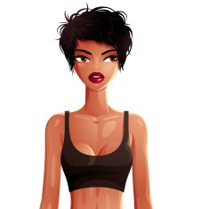 Sexy coquette dark skin woman upper body portrait Gorgeous lady