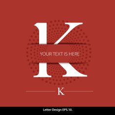 Letter K vector alphabet inserted into the paper cut