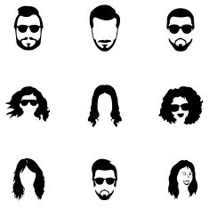 Vector Set of Hairstyles Icons N14