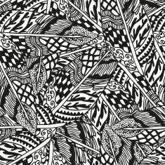 Doodling hand drawn seamless background with feathers