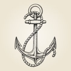 Vector hand drawn nautical anchor N2