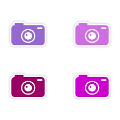 assembly realistic sticker design on paper camera N4