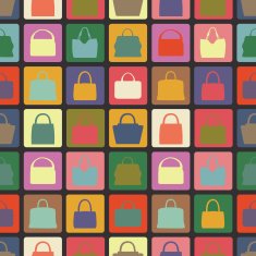 Silhouettes of handbag flat icons Seamless pattern