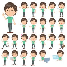 Set of various poses Green