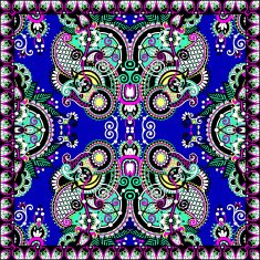 silk neck scarf or kerchief square pattern design in ukrainian N55