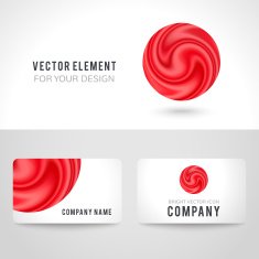 Business card template set abstract red circle background Vector illustration