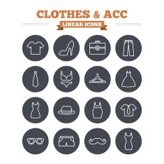 Clothes and accessories linear icons set Thin outline signs Vector N4