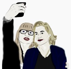 Two friends taking Selfie Photo on Smart Phone N2