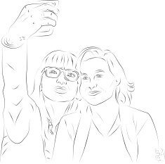 Two friends taking Selfie Photo on Smart Phone N3