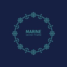 Abstract Line Ornate Frame with Anchors Waves Wheel and Chain N2