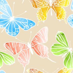 Vector Seamless Watercolor Butterfly Pattern N2