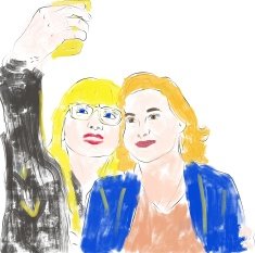 Two friends taking Selfie Photo on Smart Phone N4