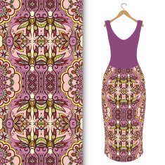 Fashion seamless geometric pattern women's dress on a hanger N16