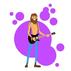 Man Play Guitar Hippie with Beard Vector