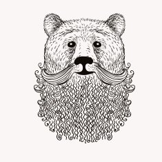 Sketch Bear with a beard Hand drawn vector illustration Doodl