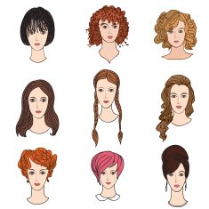 Pretty girl hairstyle collection Woman profiles