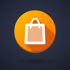 Long shadow icon with a shopping bag
